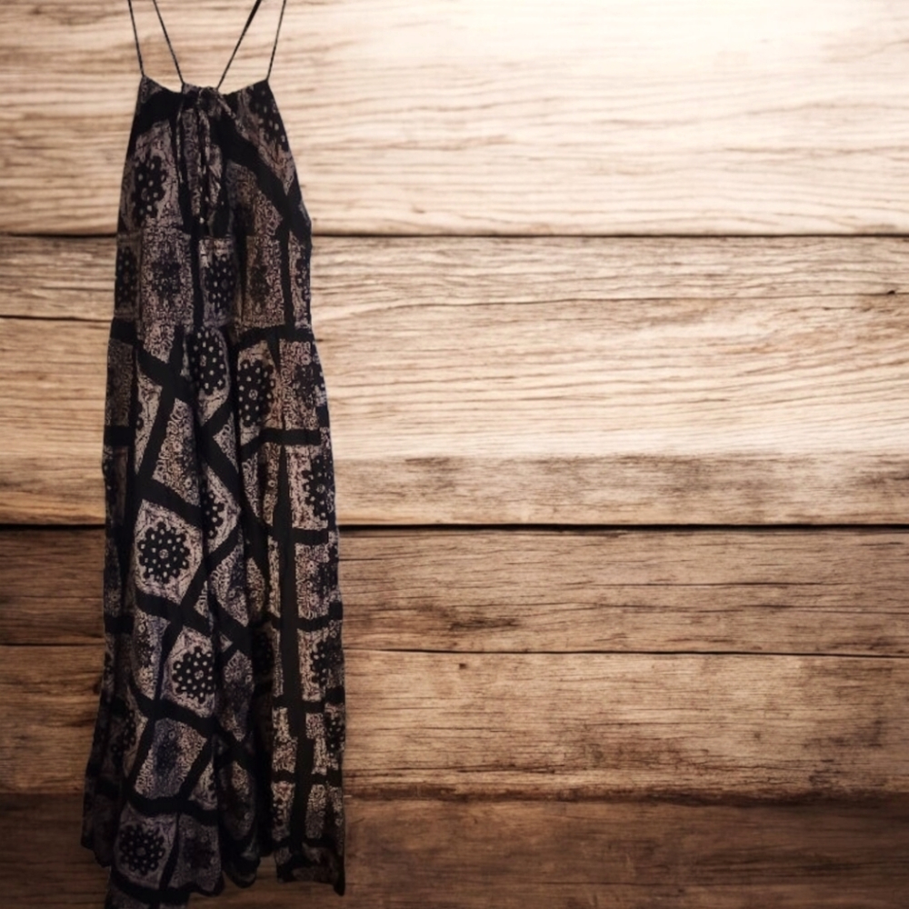 Maxi Slip Dress Pink/Black Multi Color